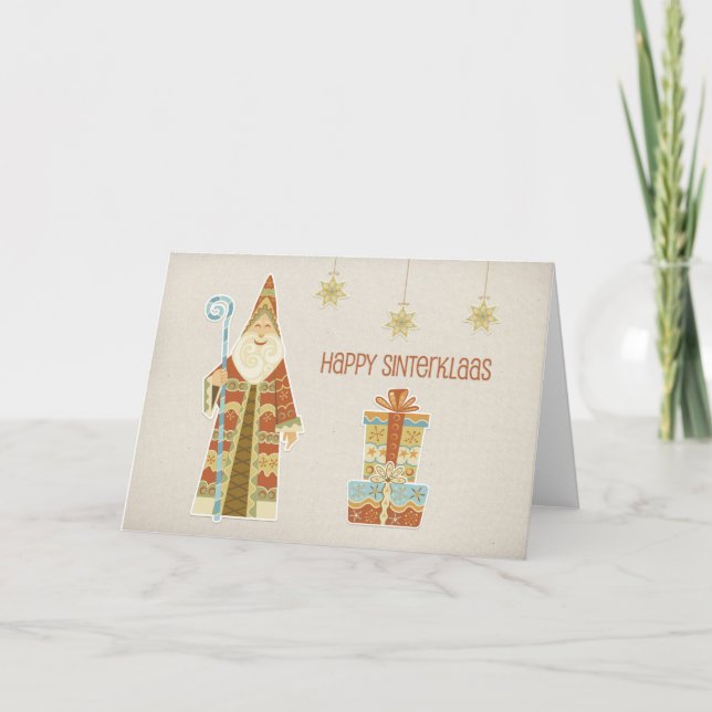 Carte Saint Nicolas, présents, heureux Sinterklaas (Devant)
