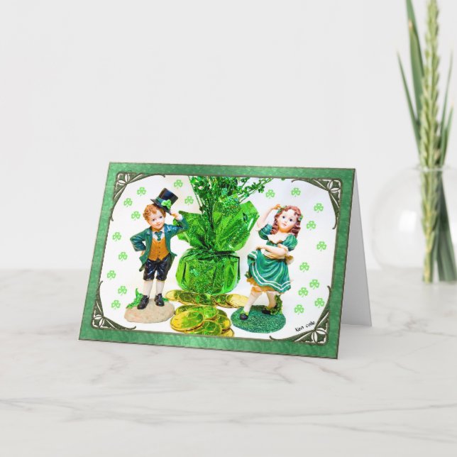 Carte Saint Patrick avec petites figurines (Devant)