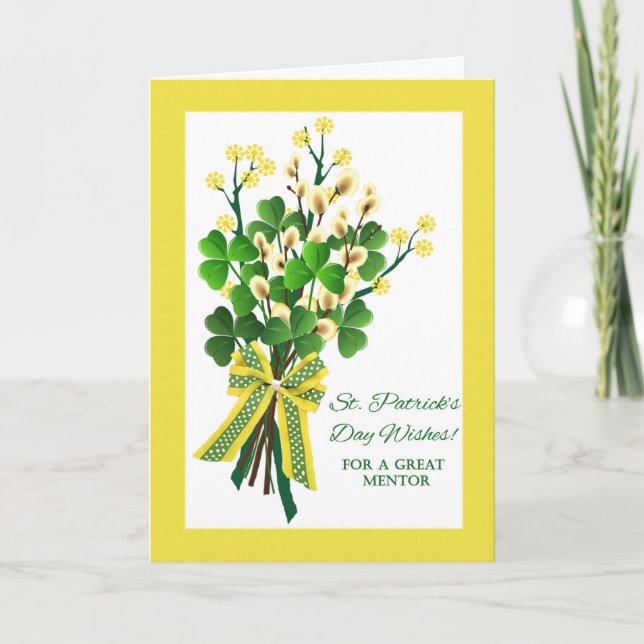 Carte Saint Patrick pour le mentor avec des Shamrocks (Devant)