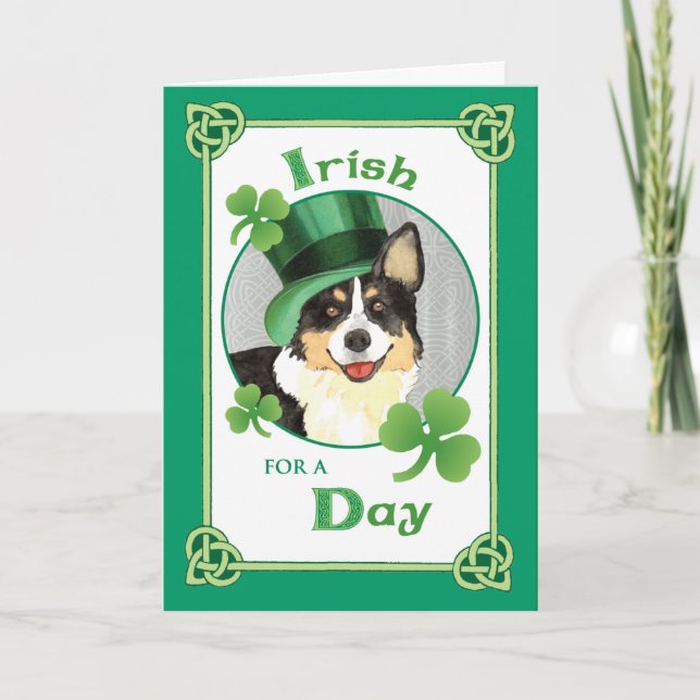 Carte Saint Patrick's Day Cardigan Welsh Corgi (Devant)