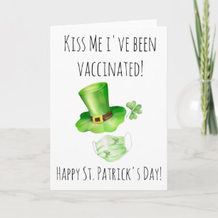 Carte Saint Patrick's Day Embrasse-moi Je suis vacciné C