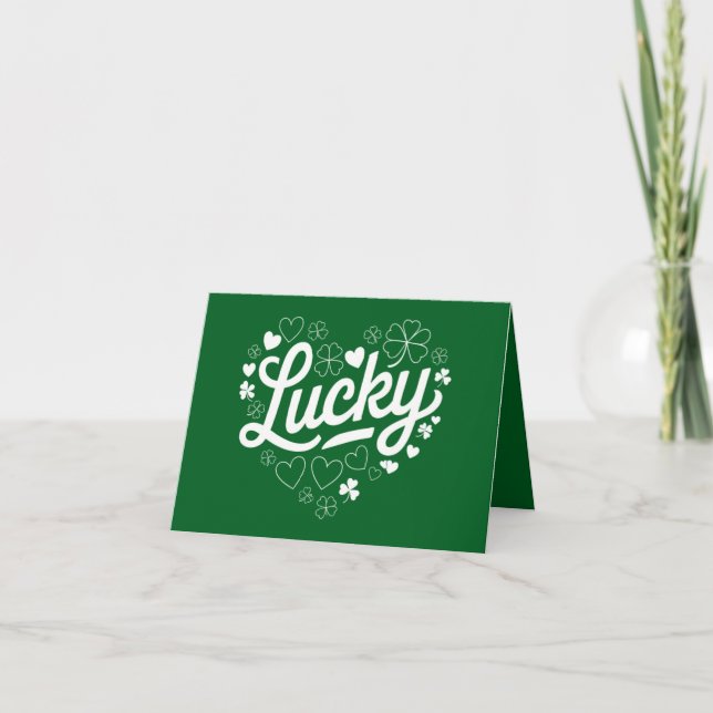 Carte Saint Patrick's Day Heart Lucky Clover Shamrock (Devant)