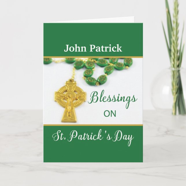 Carte Saint Patrick's Day Rosary Personnaliser Nom Relig (Devant)