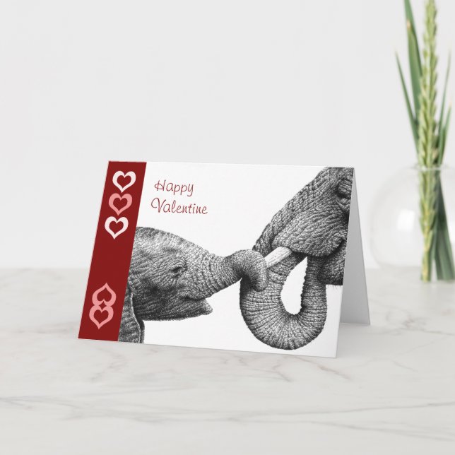 Carte Saint-Valentin africaine éléphant et bébé (Devant)