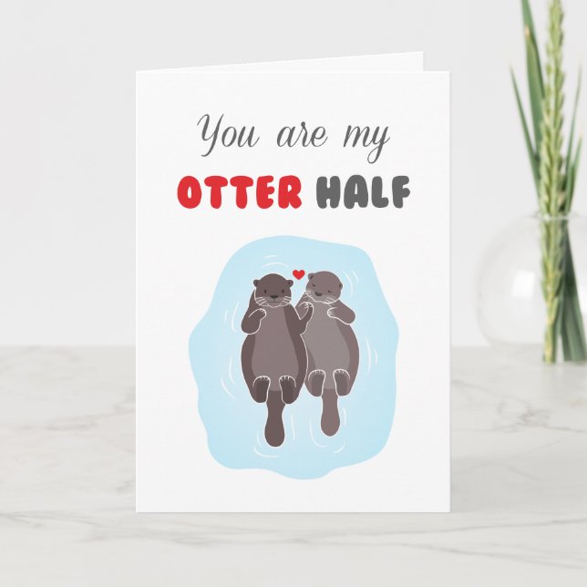 Carte Saint-Valentin Amour Mignon Romantique Loutre Moit (Devant)