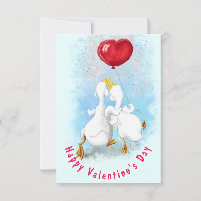 Carte Saint Valentin avec Couple Duck Love (Devant)