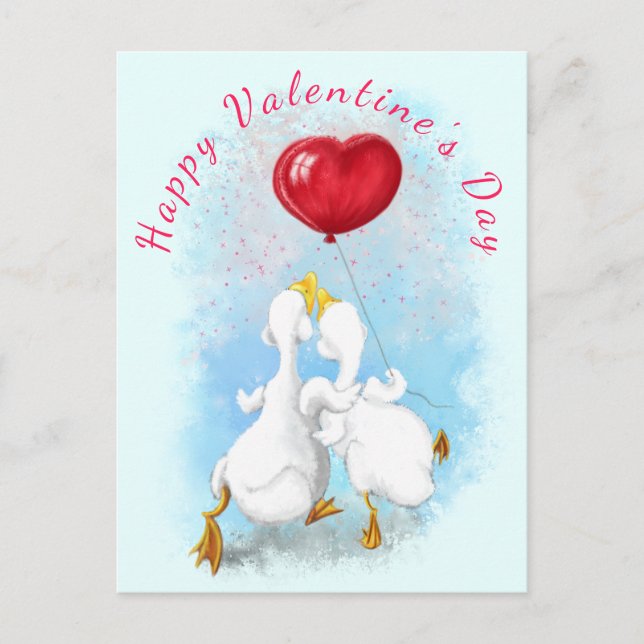 Carte Saint Valentin avec Couple Duck Love (Devant)