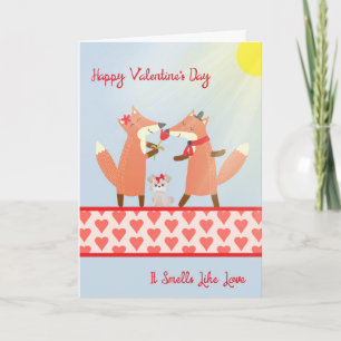 Carte Saint Valentin avec deux mignons renards
