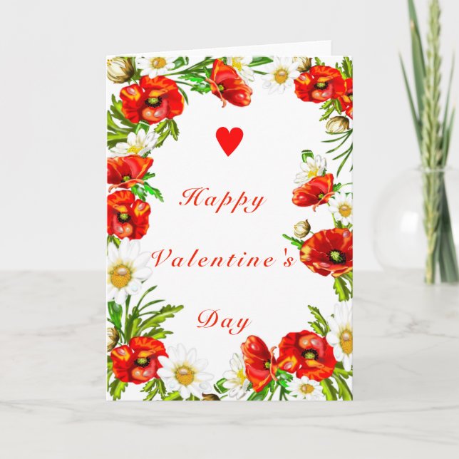 Carte Saint Valentin avec fleurs et texte personna (Devant)