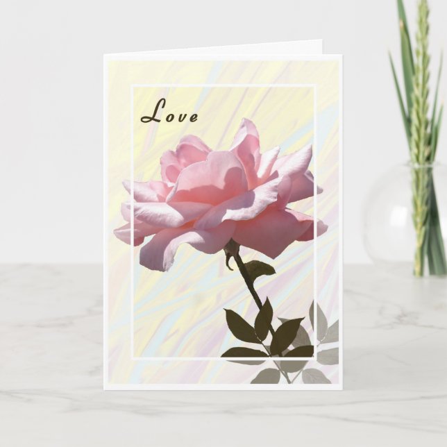 Carte Saint Valentin avec Rose rose (Devant)