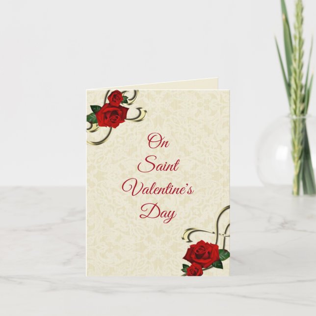 Carte Saint Valentin avec Roses rouges (Devant)