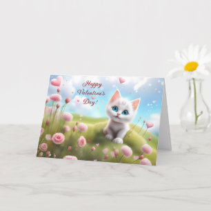 Carte Saint-Valentin avec un mignon bleu teint blanc Kit