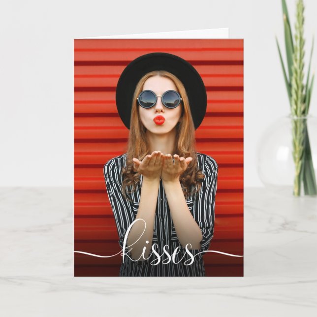 Carte Saint Valentin baisers avec votre photo (Devant)