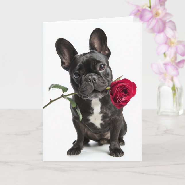 Carte Saint-Valentin Bouledogue Français – Grand Amour,  (Orchidée)