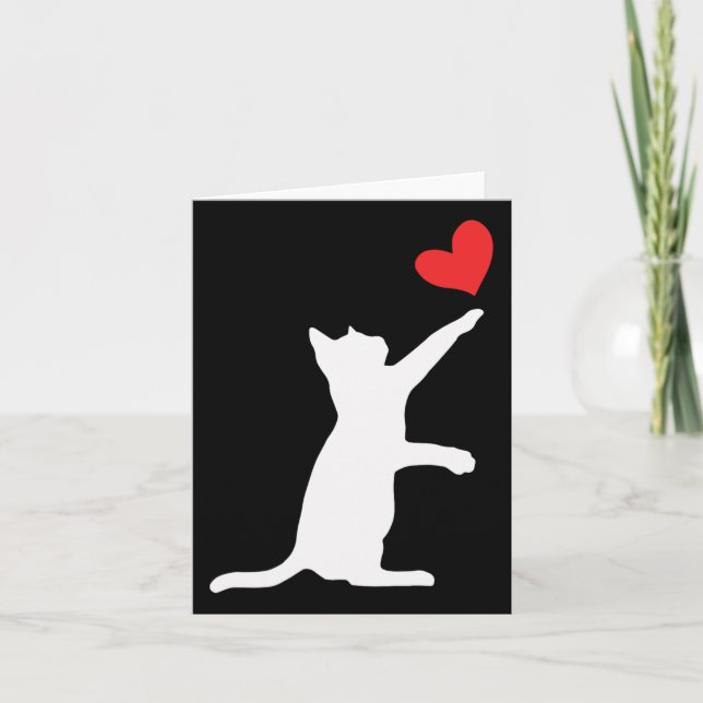 Carte Saint Valentin Chat Drôle Coeur Mignon Amoureux de (Devant)