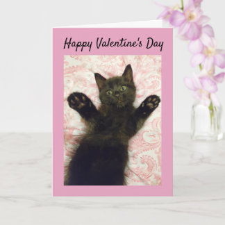 Carte Saint Valentin chaton noir
