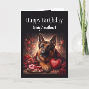 Carte Saint-Valentin Chien berger allemand Chéri-coeur