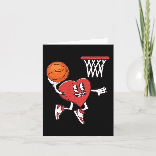 Carte Saint Valentin Coeur Dunking Basketball Garçons Fi (Devant)