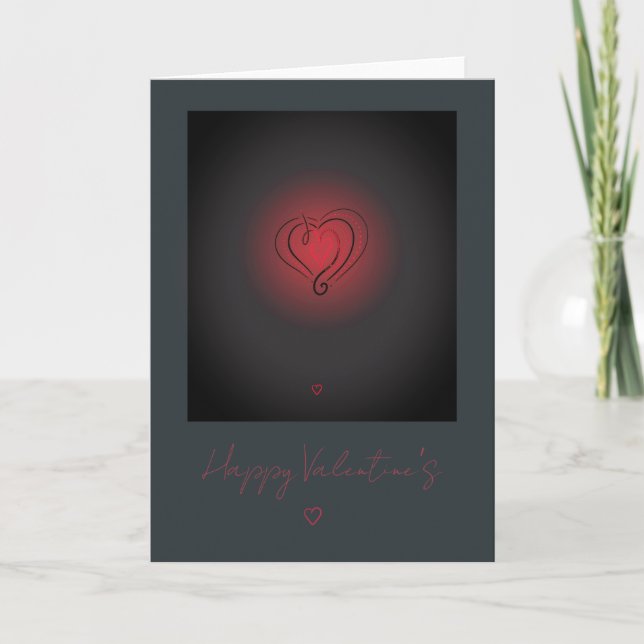 Carte Saint-Valentin Cœur Rouge Élégant (Devant)