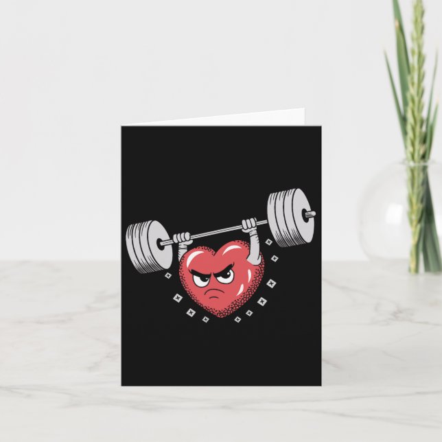 Carte Saint-Valentin cœur soulève des poids drôle de séa (Devant)