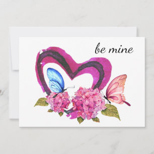 Carte Saint-Valentin Coeurs, Fleurs et Papillons