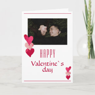 Carte Saint-Valentin Couple Photo Cœur Rose Romant