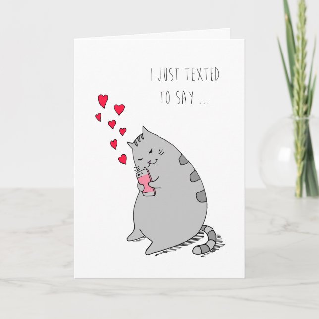 Carte Saint Valentin Cute Chat Texting I Love You (Devant)