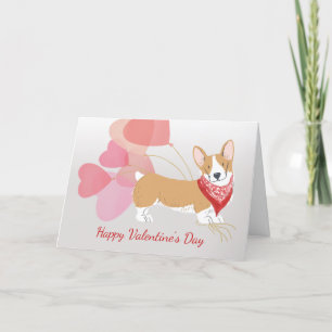 Carte Saint Valentin de Chien de Corgi avec Ballon