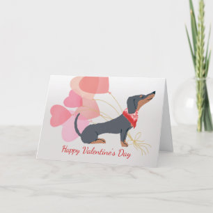 Carte Saint Valentin de Dachshund Chien rouge Ball