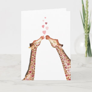 Carte Saint Valentin de jolies girafes de baiser
