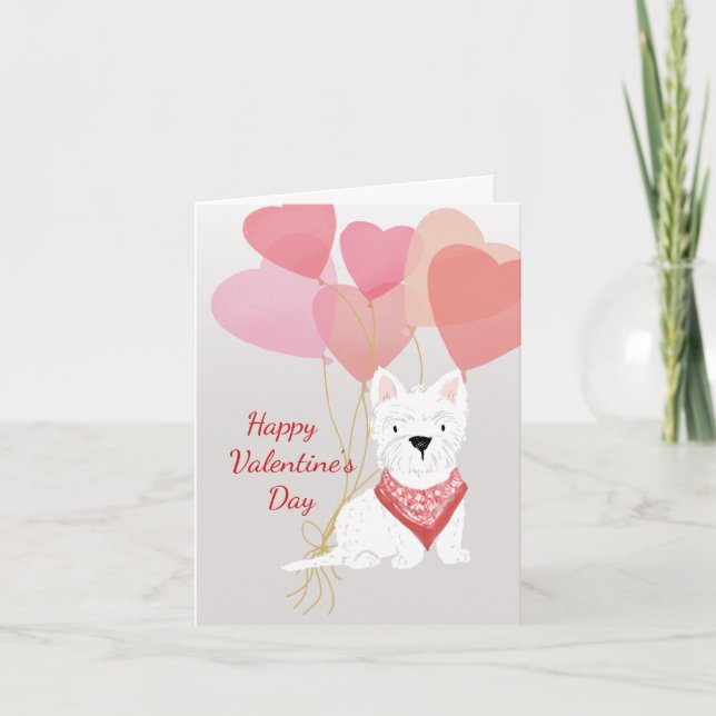 Carte Saint Valentin de votre Westie Red Balloons (Devant)