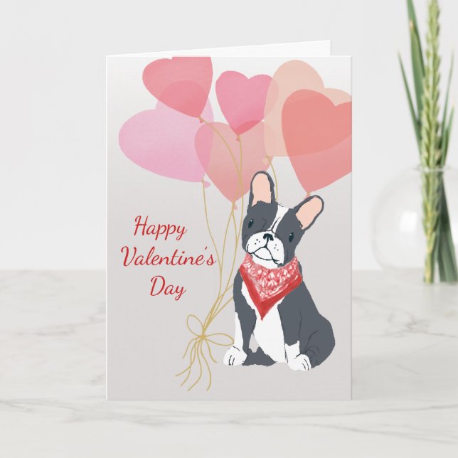 Carte Saint-Valentin des ballons Dog Boston Terrie (Devant)