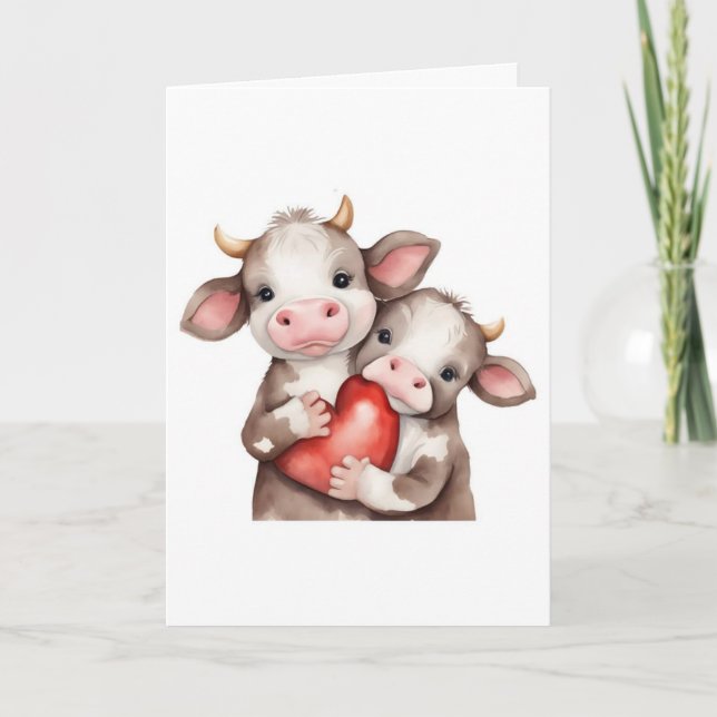 Carte Saint Valentin des vaches adorables (Devant)