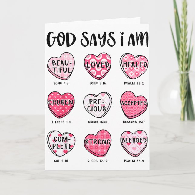 Carte Saint Valentin Dieu Dit Versets Bibliques Cœurs F (Devant)