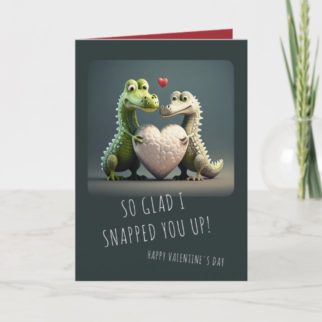 Carte Saint-Valentin Drôle Alligator Crocodile Couple (Devant)