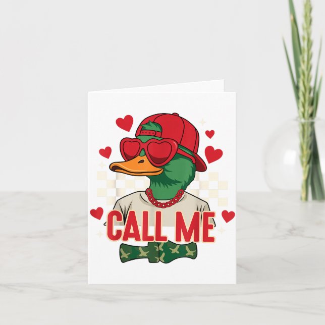 Carte Saint-Valentin Drôle Garçon Chasse Au Canard Appel (Devant)