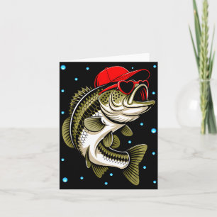 Carte Saint-Valentin drôle pêche à la basse cœur lunette