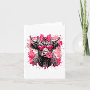 Carte Saint Valentin drôle Vache Highland Lollip Cœur Ar