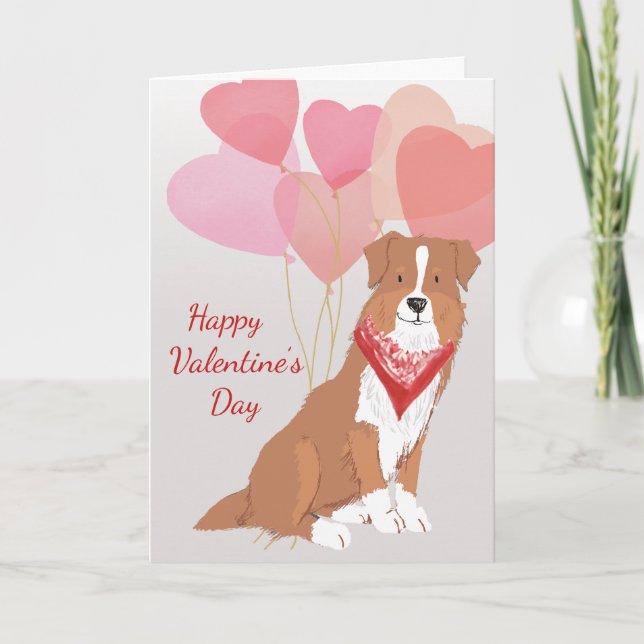 Carte Saint-Valentin du chien berger australien Br (Devant)