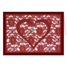 Carte Saint-Valentin en dentelle rouge avec poème