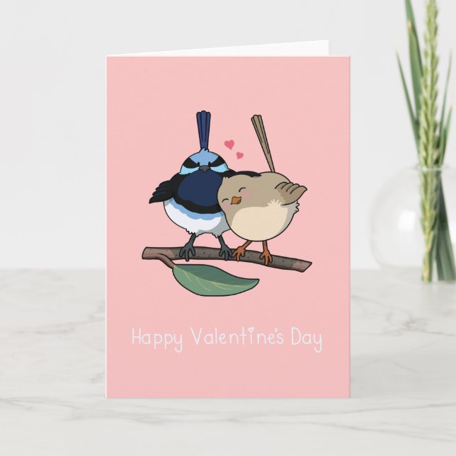 Carte Saint Valentin Fairy-Wren style Kawaii (Devant)