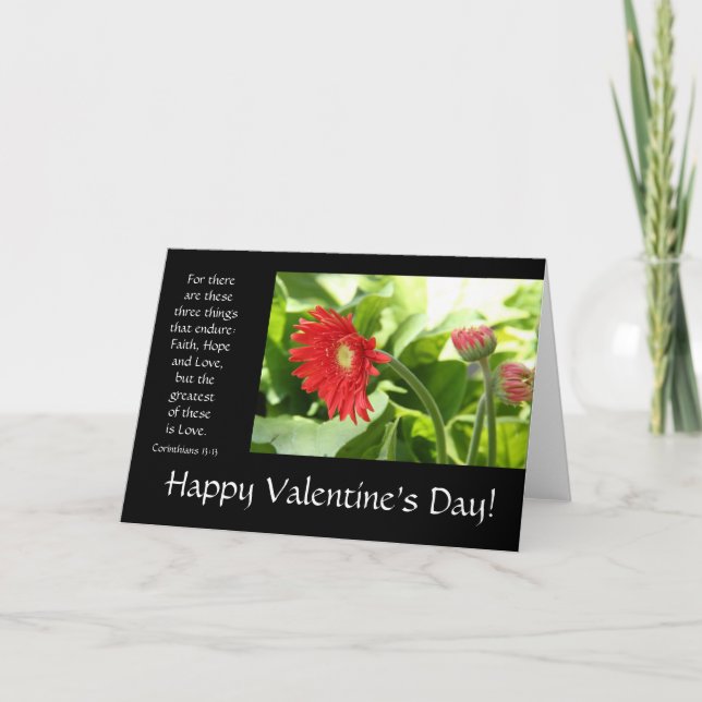 Carte Saint Valentin, floral, verset biblique sur  (Devant)