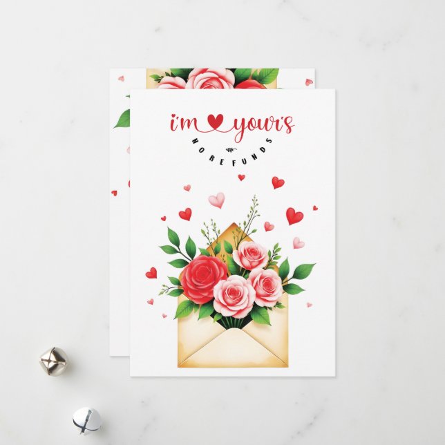 Carte Saint-Valentin - "I'm yours, no refunds" (Devant/Arrière en situation)