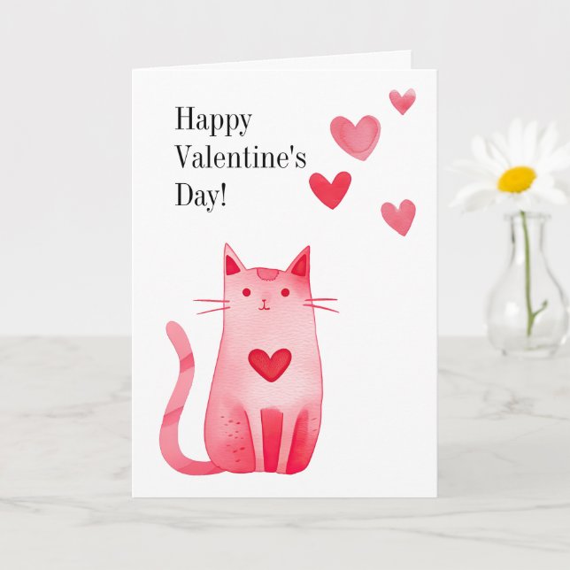 Carte Saint Valentin Kitty Cat (Petite plante)