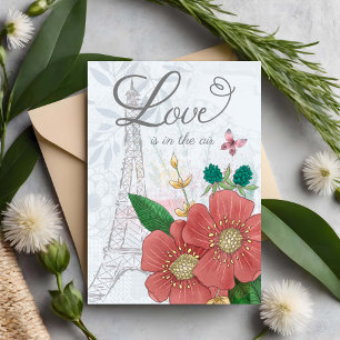 Carte Saint Valentin L'amour est dans l'Air Floral Eiffe