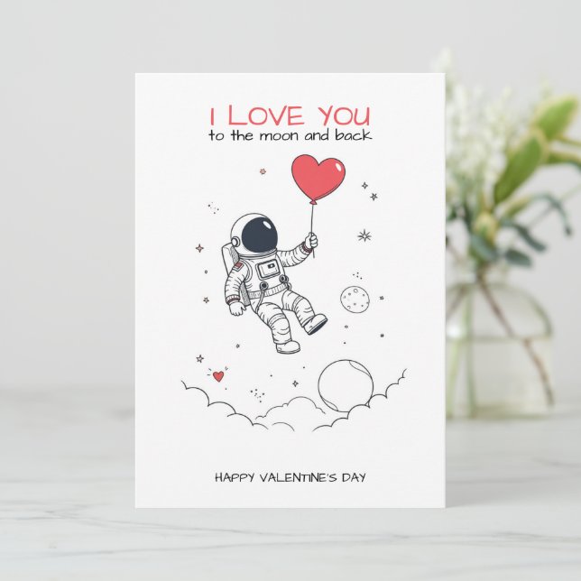 Carte Saint-Valentin - "Love You to the Moon" (Debout devant)