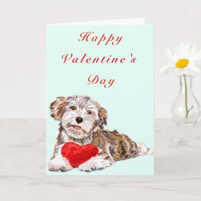 Carte Saint Valentin mignonne chien animal de comp (Petite plante)