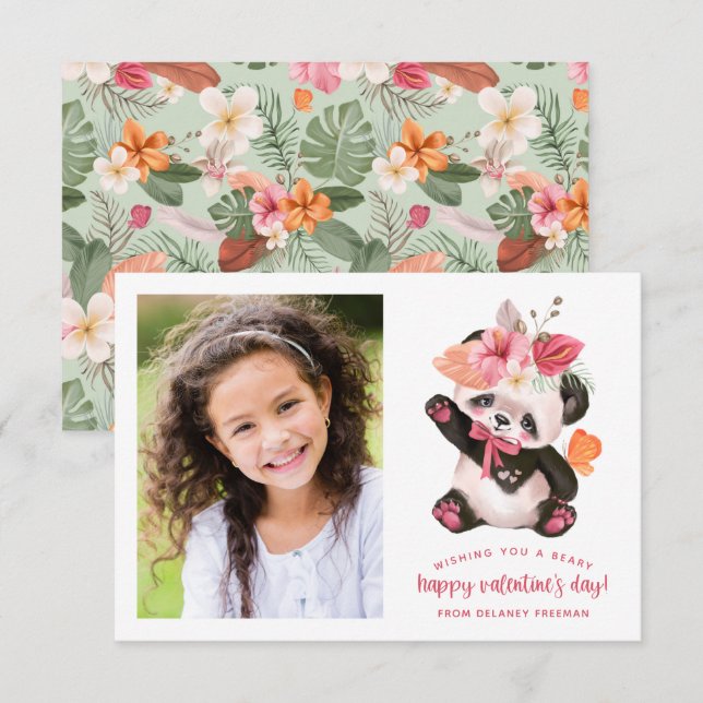 Carte Saint-Valentin Panda Tropical pour enfants P (Devant / Derrière)