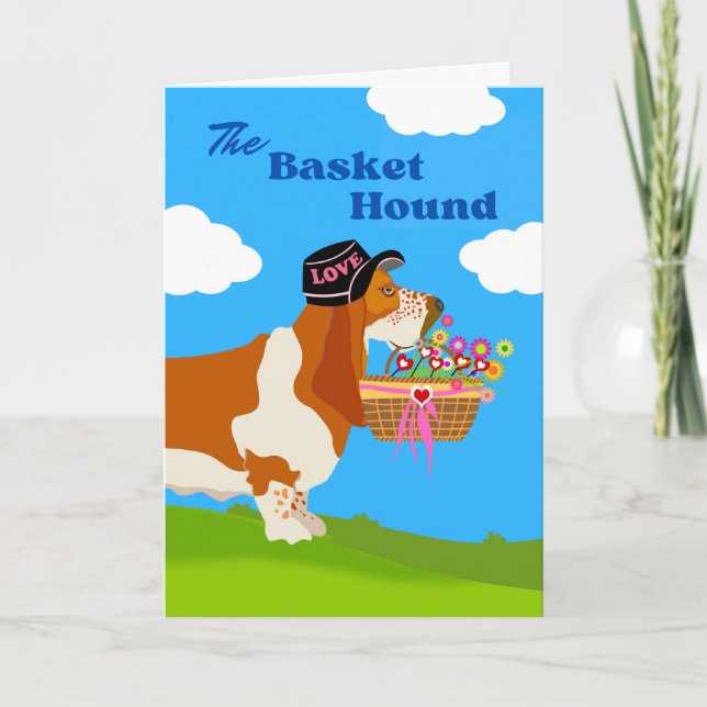 Carte Saint-Valentin Panier adorable Hound (Devant)
