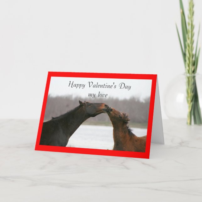 Carte Saint Valentin, personnalisable, Chevaux de  (Devant)